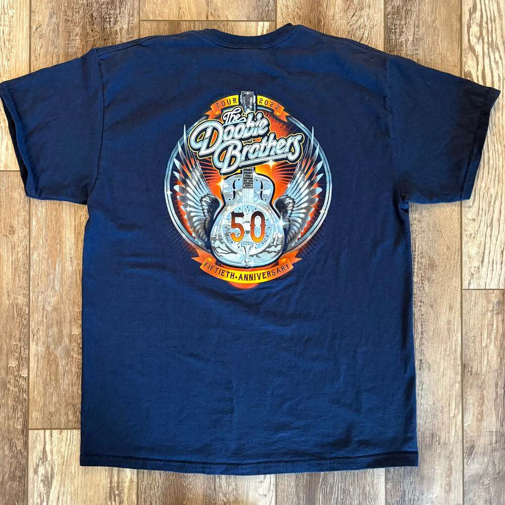 The Doobie Brothers Tour 2022 50th Anniversary Band T Shirt Navy L